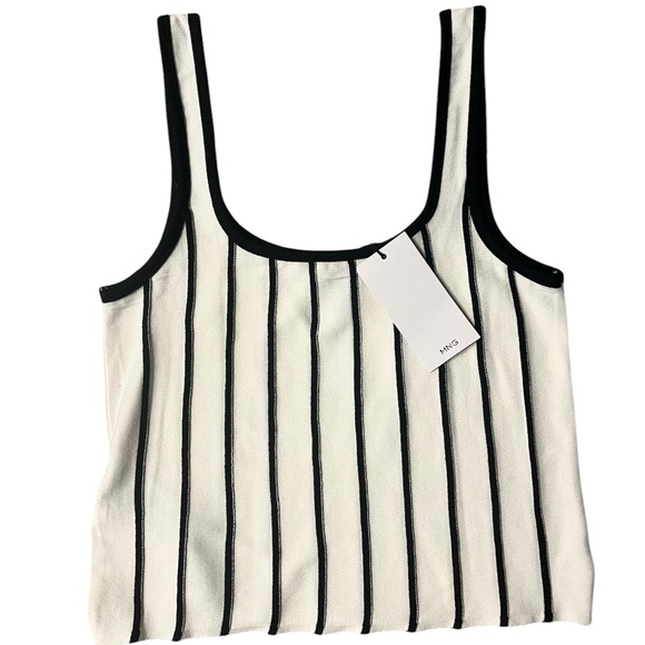 MANGO Striped Black and White Tank Top - Picture 4 of 5